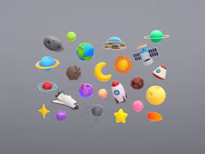 Cartoon Space Pack 3D model purchase