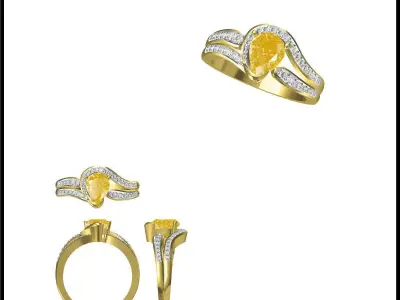JCD Format  Antique color stone rings types of jewelry files 3D print model