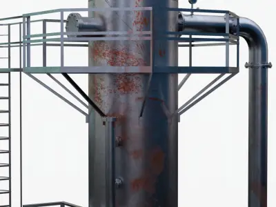 4K Scan Rusty Factory Exhaust pipe Low-poly 3D model