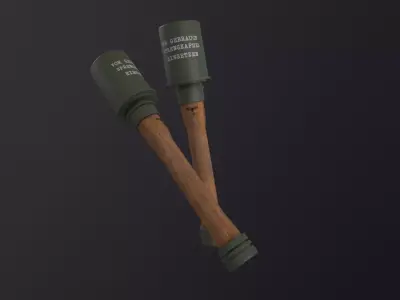 Stielhandgranate 3D Model Low-poly 3D model