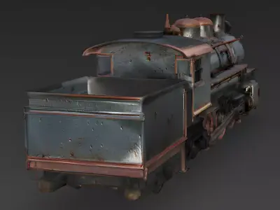 Realistic Full Rusted Steam Locomotive 3D Model Low-poly 3D model purchase