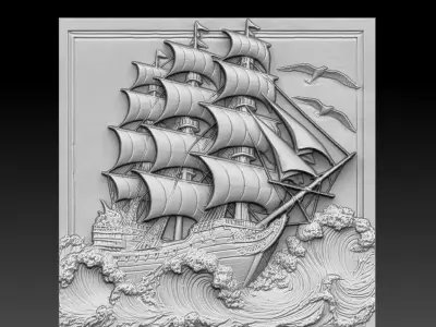 1 Sail CNC Relief Model 3D print model