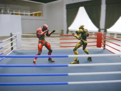 Battle Arena Sci fi robots animated Low-poly 3D model
