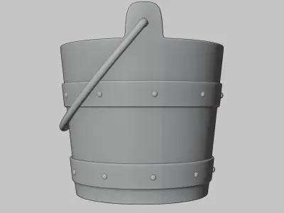 Wooden bucket Free low-poly 3D model