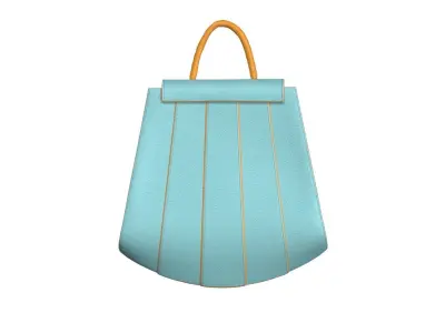Sky blue Leather Flap Bag 3D model