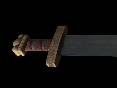 Viking sword Low-poly 3D model 9
