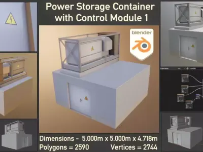Power Storage Container with Control Module 1  Low-poly 3D model