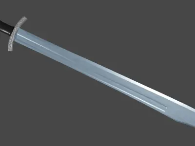 Grossmesser sword with Caroling handle Low-poly 3D model