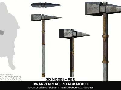 Dwarven Mace - High-Quality PBR 3D Model Low-poly 3D model