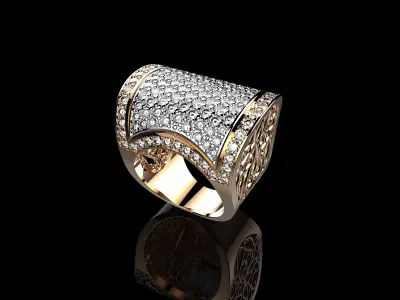 Ornament Diamonds Gold Ring 3D print model
