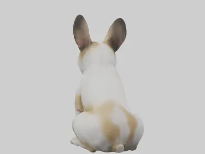 Sitting French Bulldog model Low-poly 3D model