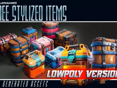 Free Stylized Items LowPoly Free low-poly 3D model