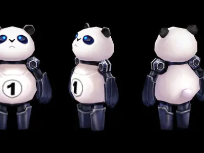 panda robot Free low-poly 3D model