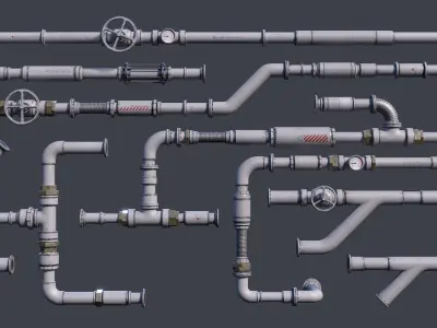 Sci-Fi Tubes Cables Pipe Kit Vol 01-PBR Low-poly 3D model
