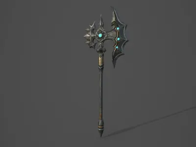 Fantasy Battle Axe Low-poly 3D model buy
