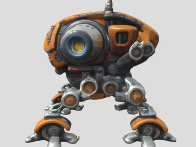Large Robot 3D Model PBR Textured Sci-Fi Game Ready Low-poly 3D model
