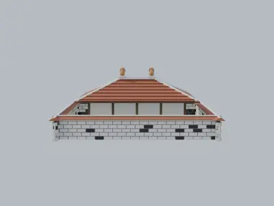 Okinawan Red-Tile House Ryukyu Traditional Minka  Low-poly 3D model