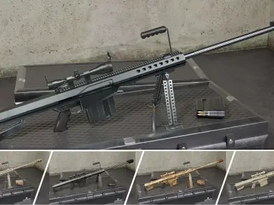 M82 Barrett Game Ready 5 Textures Low-poly 3D model Low-poly 3D model purchase