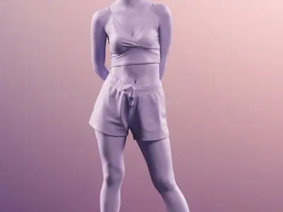 Anita 11361 - Sporty Asian Woman Standing Low-poly 3D model