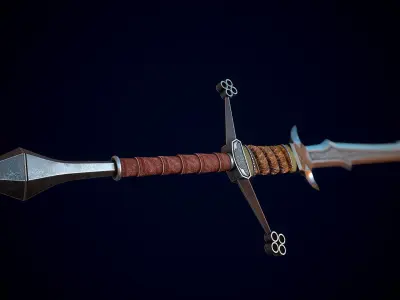 Fantasy Nordic Sword Low-poly 3D model