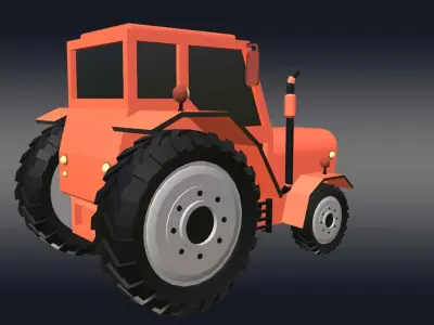 Low Poly Tractor  Low-poly 3D model
