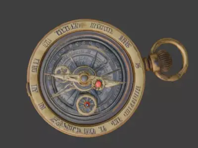 Steampunk Precision Clockwork Compass 3D Model Low-poly 3D model purchase