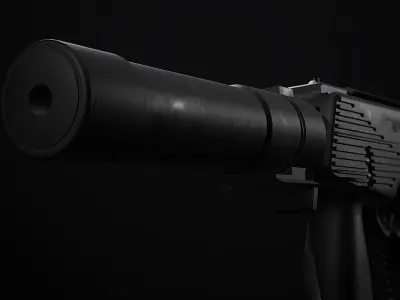 mp9 submachine pistol Low-poly 3D model