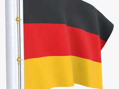 GermanyFlagStandPoleAnimated 3D model