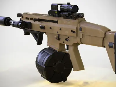 FN SCAR - H - LMG -  With Attachments - Highly Detailed - PBR Low-poly 3D model