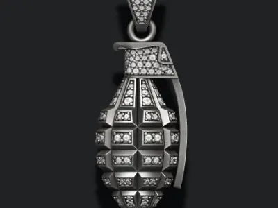 Grenade pendant with gems 3D print model
