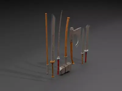 Ancient Melee Weapon Pack Low Poly Game Ready Low-poly 3D model