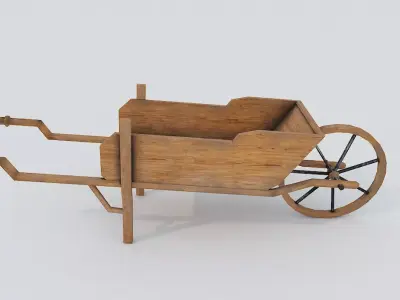 Wooden Barrow LP PBR  Low-poly 3D model