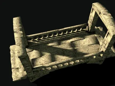 old ancient stone bridge lowpoly printable 3D model