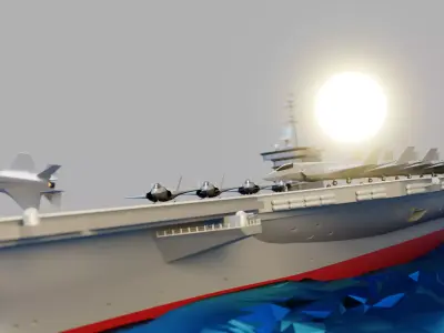 USS Nimitz Lowpoly Isometric  Low-poly 3D model