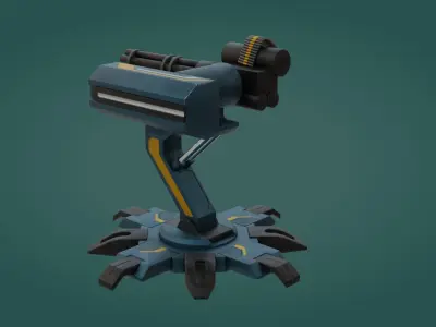 Sci-fi Turret - Low Poly - Game Ready - PBR Low-poly 3D model