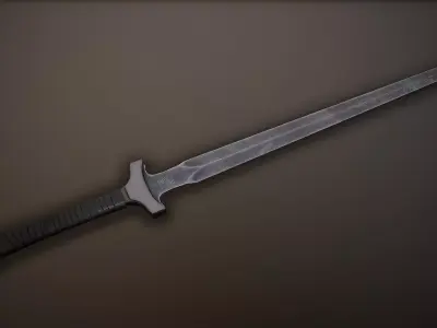 Post-Apocalyptic Bastard Sword Low-poly 3D model