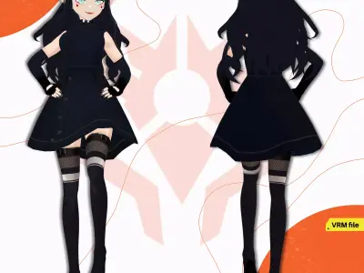 VRM PUNK MILITARY SCIFI UNIFORM ELF CUTE SEXY GIRL GOTH 3D model