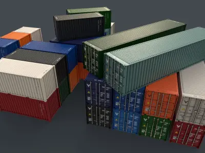 PBR Gantry Cranes and Cargo Containers - Mega Pack