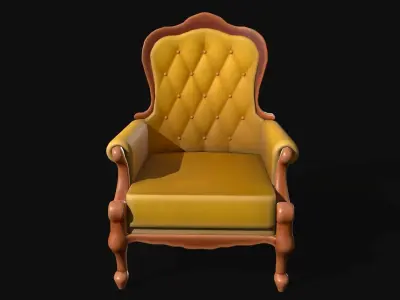 Stylized Armchair Retro Low-poly 3D model