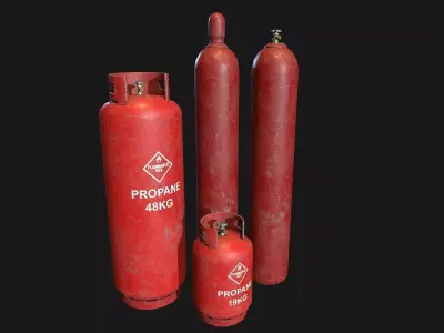 Low Poly PBR Gas Bottle Collection Low-poly 3D model