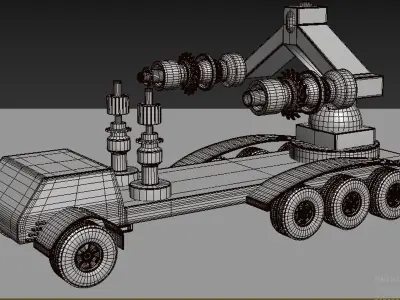 sci fi war robt on a truck Free 3D model