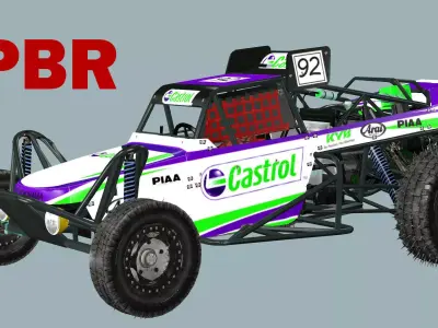 Post-Apocalypse Buggy Car XX With Gunholder 3D Model Low-poly 3D model
