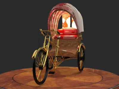 Chinese rickshaw  figure  Low-poly 3D model
