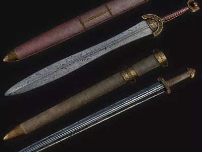 Viking Swords Pack Low-poly 3D model