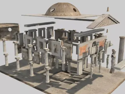 Fantasy Classical Modular Temple PBR Textured  3D model