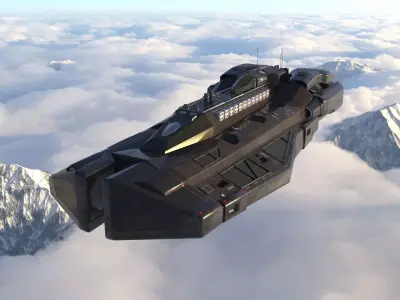 Sci-Fi Spaceship Missile Boat - Low Poly PBR 3D Model Low-poly 3D model
