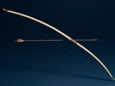 Medieval Longbow and Arrow Game Ready Low-poly 3D model