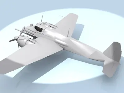 Aircraft airplane with propellers Low-poly 3D model