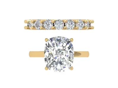 Cushion Bridal Ring 3D print model