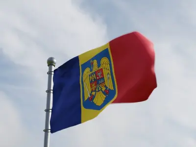 Animated Romania Flags 3D model